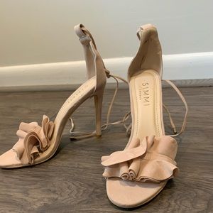 ✨NUDE SUEDE LACE UP RUFFLE SANDALS 👡 ✨